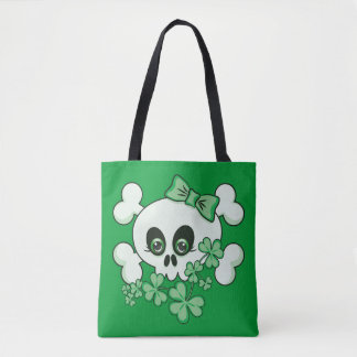 Cute Skull with Shamrocks Porcelain Plate Tote Bag
