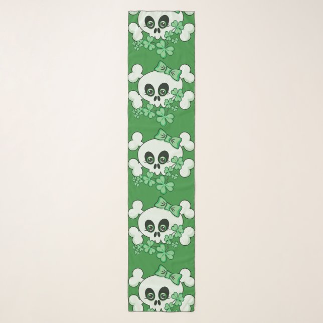 Cute Skull with Shamrocks Scarf (Front)