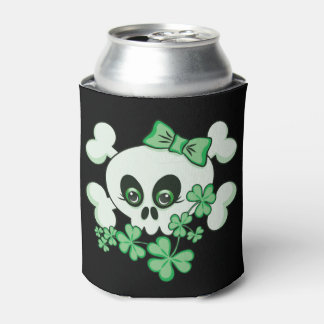 Cute Skull with Shamrocks Shirt Can Cooler