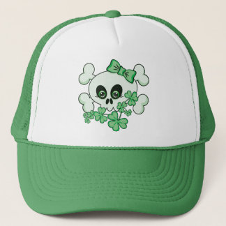 Cute Skull with Shamrocks Trucker Hat