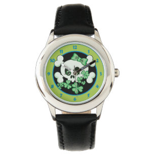 Cute Skull with Shamrocks Watch
