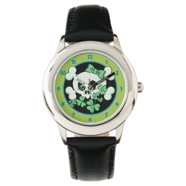 Cute Skull with Shamrocks Watch (Front)