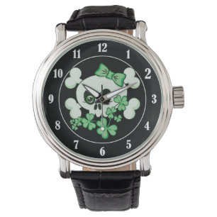 Cute Skull with Shamrocks Watch