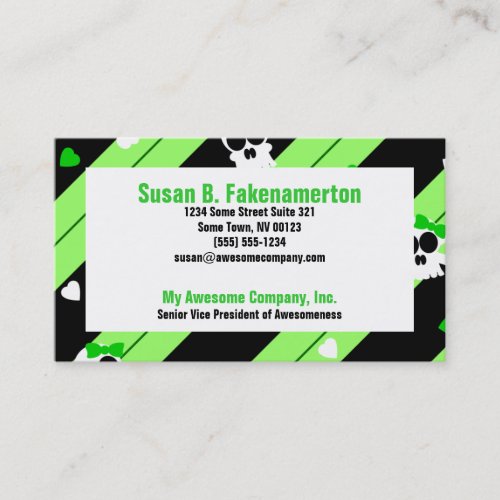 Cute Skulls Green and Black Business Cards