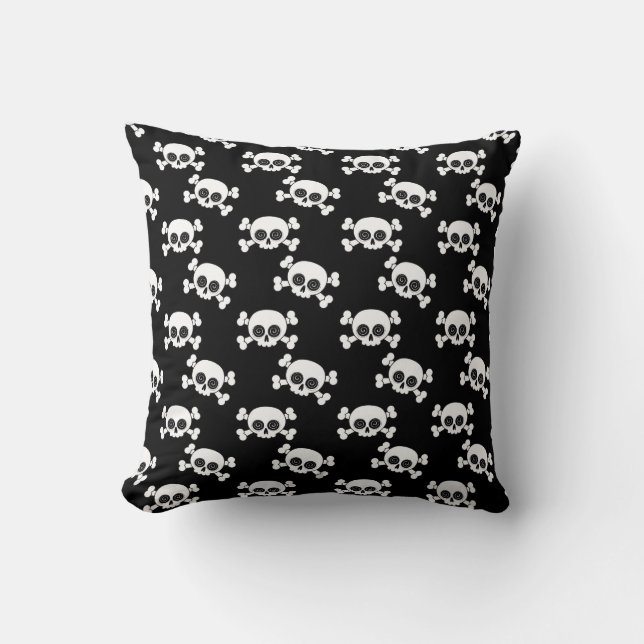 Cute Skulls Throw Pillow (Front)