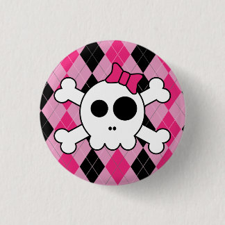 Cute Skully and Argyle Button