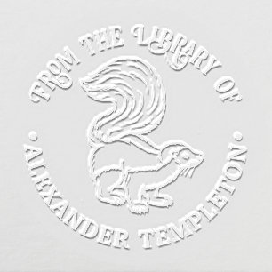 Cute Skunk Outline Library Book Name Embosser