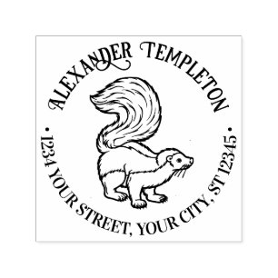 Cute Skunk Outline Name Return Address Self-inking Stamp