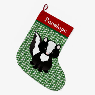 Cute Skunk Personalized Large Christmas Stocking