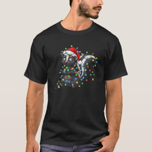 Cute Skunk Tangled in Christmas Lights Wearing San T-Shirt