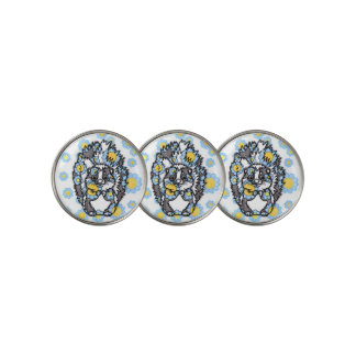 Cute Skunk with Blue Flowers Golf Ball Markers Set