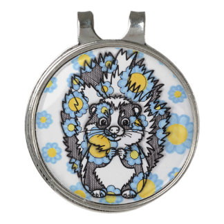 Cute Skunk with Blue Flowers Golf Hat Clip & Ball