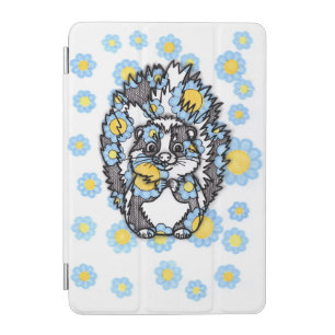 Cute Skunk with Blue Flowers iPad Case