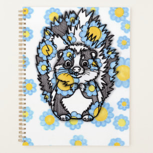 Cute Skunk with Blue Flowers Spiral Notebook
