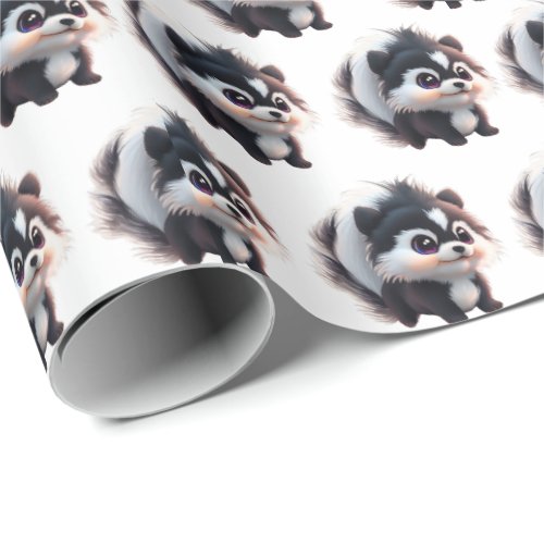 Cute skunk woodland animals forest friends  wrapping paper