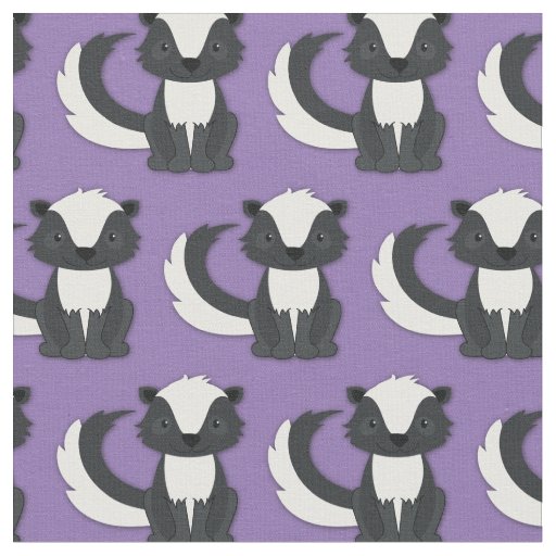Cute Skunks Kids Purple Fabric