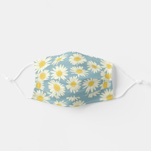 Cute Sky Blue And White Floral Daisy Adult Cloth Face Mask