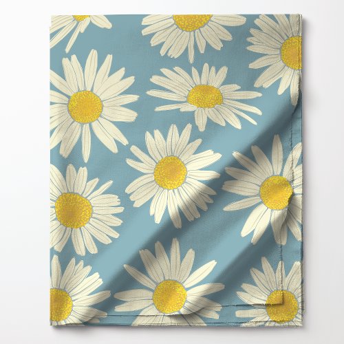 Cute Sky Blue And White Floral Daisy Fabric