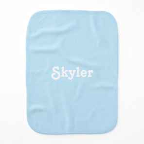 Cute sky blue custom text plain solid color modern baby burp cloth