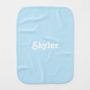 Cute sky blue custom text plain solid color modern baby burp cloth