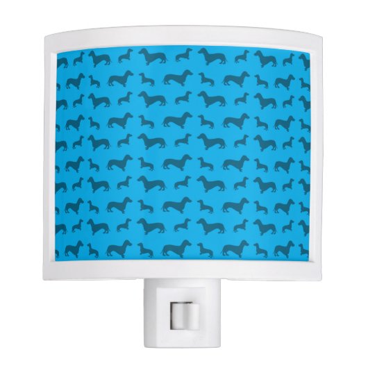 Cute sky blue dachshund pattern night light (Front)