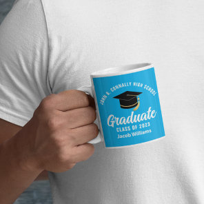 Cute Sky Blue Graduate Custom 2024 Graduation Coffee Mug