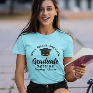 Cute Sky Blue Graduate Personalized Graduation T-Shirt