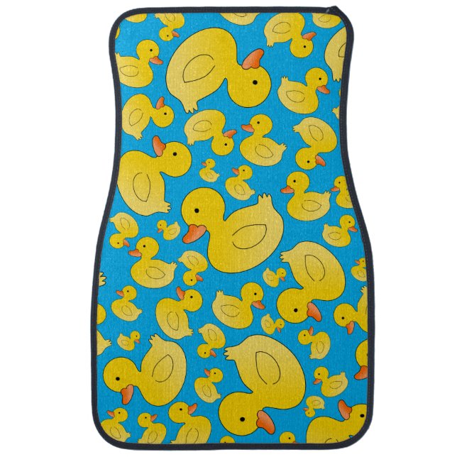 Cute sky blue rubber ducks car floor mat (Front)