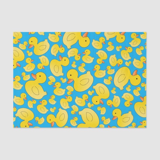 Cute sky blue rubber ducks tissue paper (Front)