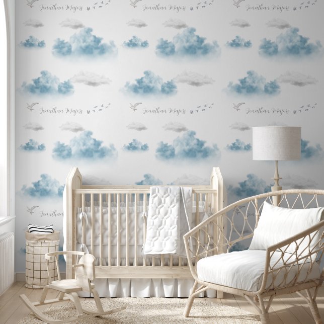 Cute sky blue white clouds wallpaper  (Kids)
