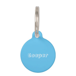 Cute sky blue white custom name contact info dog pet ID tag