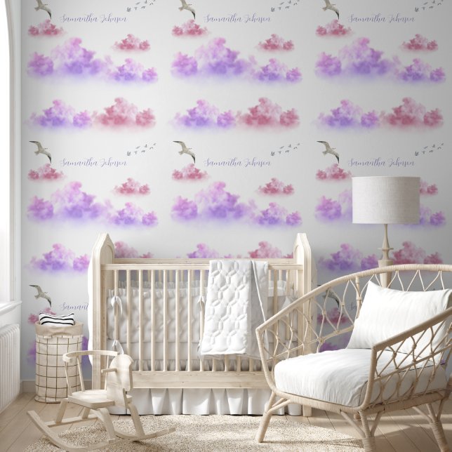 Cute sky pink white clouds wallpaper  (Kids)