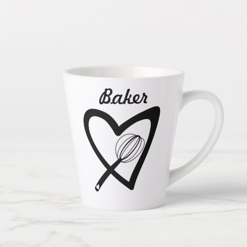 Cute Slanted Heart Whisk Bakery Baker Cake Latte Mug