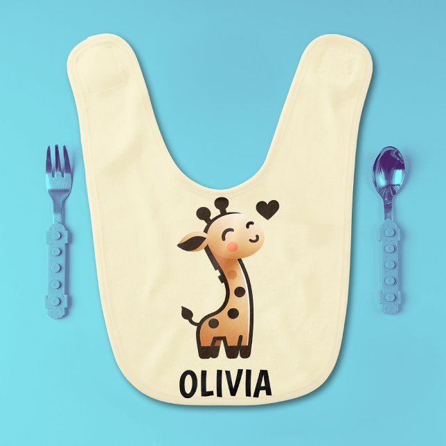 Cute Sleek Giraffe Personalized Baby Bib (Creator Uploaded)