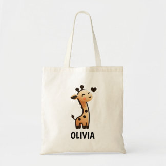 Cute Sleek Giraffe Personalized Tote Bag