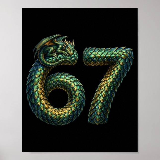 Cute Sleeng Dragon 67 Cool Six-seven Funny Six Sev Poster (Front)