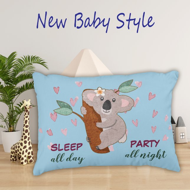 Cute Sleep All Day Koala Bear Baby Accent Pillow (Creator Uploaded)