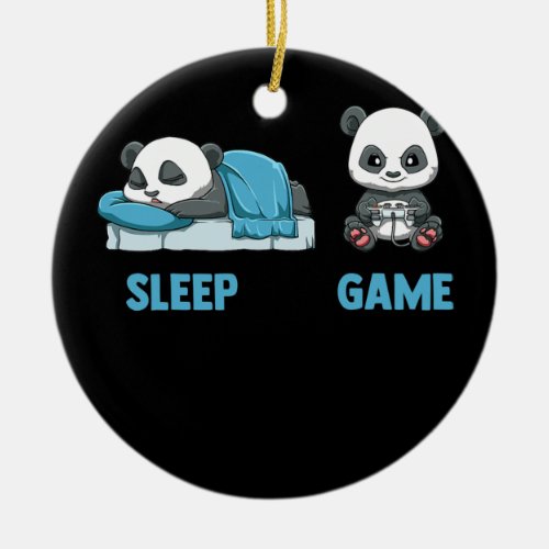 Cute Sleep Game Panda Panda Gamer Gaming Video Ceramic Ornament