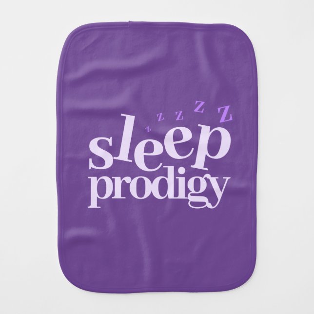 Cute Sleep Prodigy Word Art Baby Burp Cloth (Front)