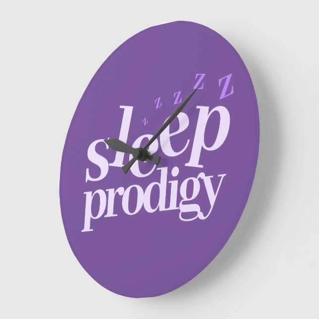 Cute Sleep Prodigy Word Art Large Clock (Angle)