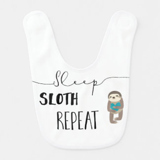 Cute Sleep Sloth Repeat Baby Bib