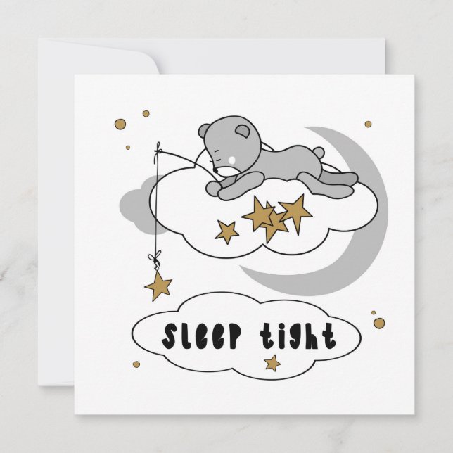 Cute Sleep Tight Teddy Bear Stars (Front)