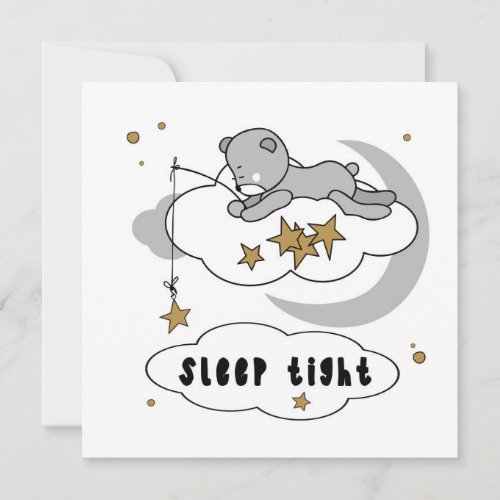 Cute Sleep Tight Teddy Bear Stars