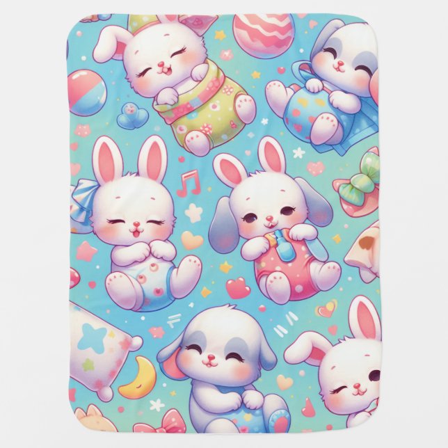 Cute Sleeping Animal Baby Blanket (Front)