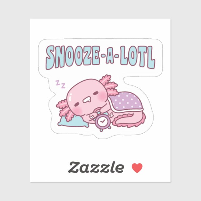 Cute Sleeping Axolotl Snooze A Lotl Funny Pun Sticker (Sheet)