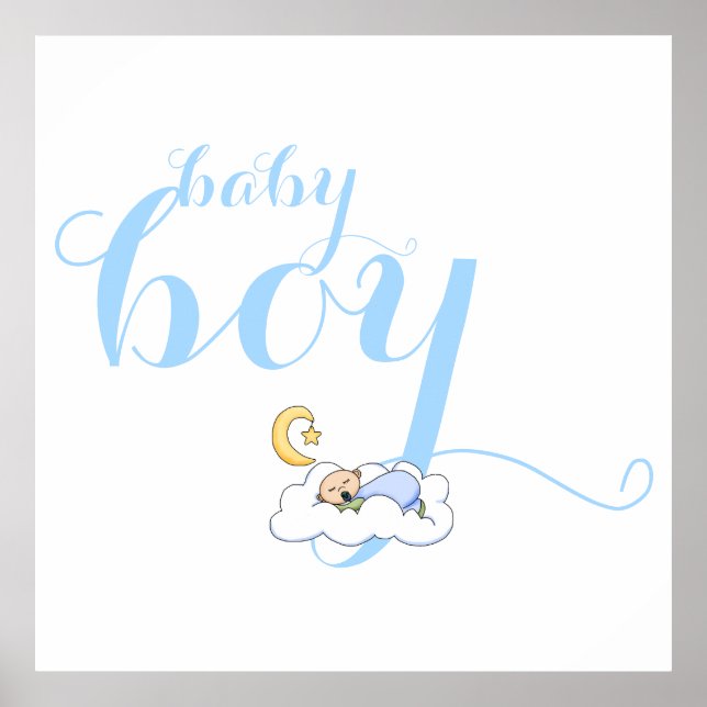Cute sleeping baby boy typography nursery poster (Front)