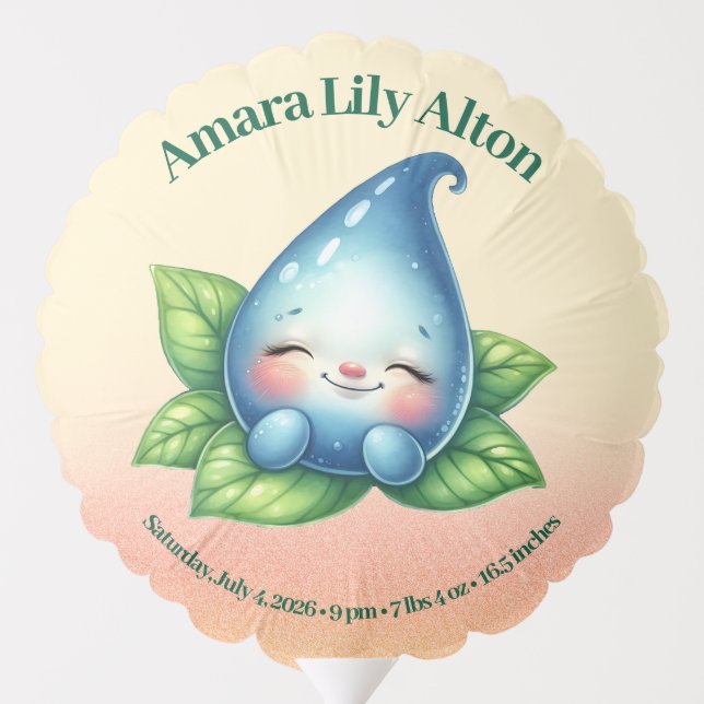 Cute Sleeping Baby Dewdrop Baby Shower Balloon (Back)