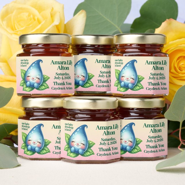 Cute Sleeping Baby Dewdrop Baby Shower Honey Jar Favors (Insitu)