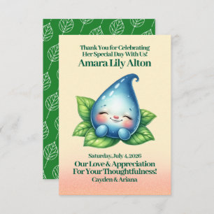 Cute Sleeping Baby Dewdrop Baby Shower Thank You Card