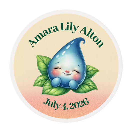 Cute Sleeping Baby Dewdrop Baby Shower Welcome Edible Frosting Rounds (Front)